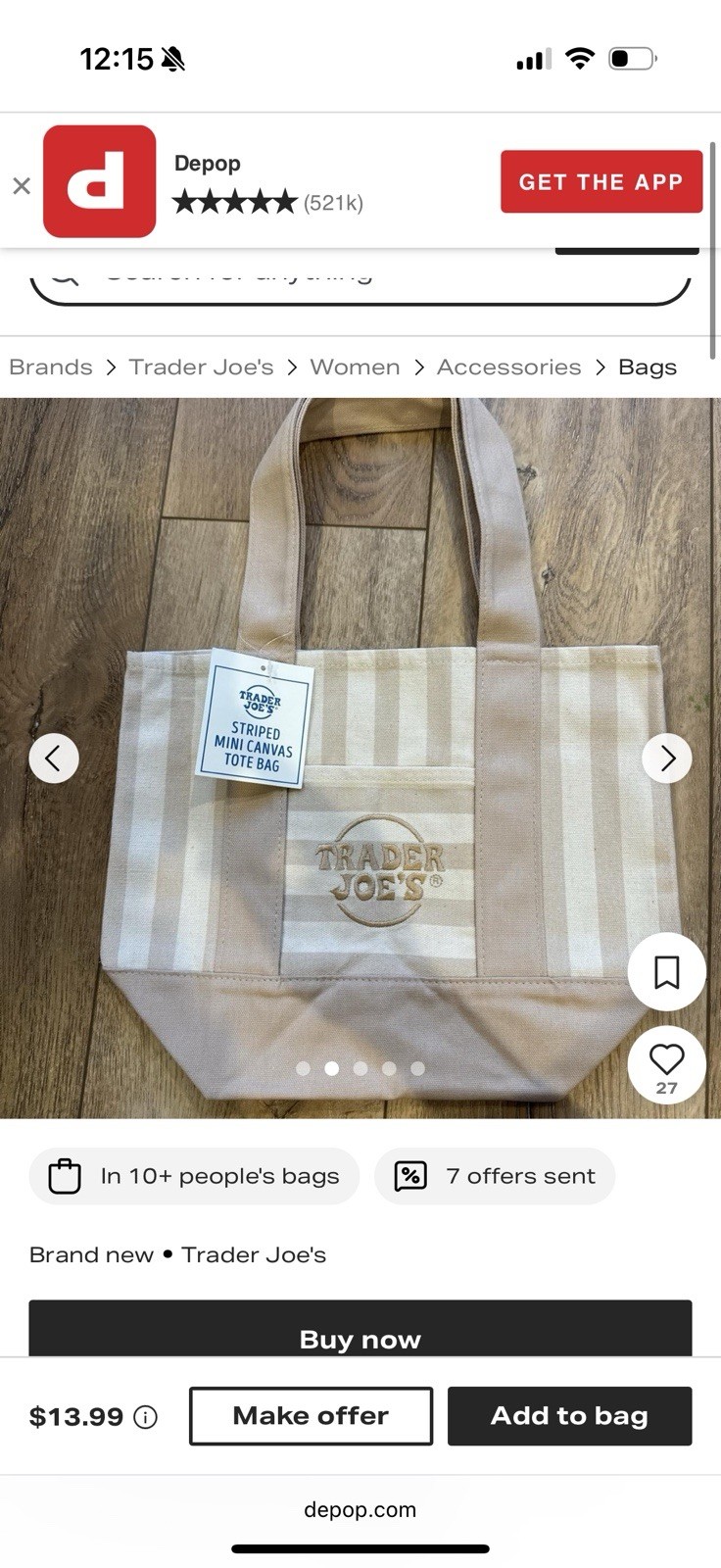 Trader Joe’s Mini Pastel Stripe Canvas Tote Bag Limited Edition (Beige)
