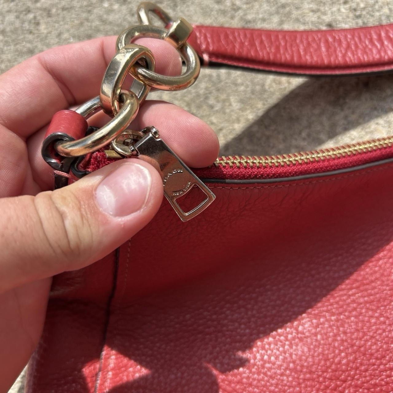Coach Elle Hobo Red Pebbled Leather Convertible Shoulder Bag Handbag F31399