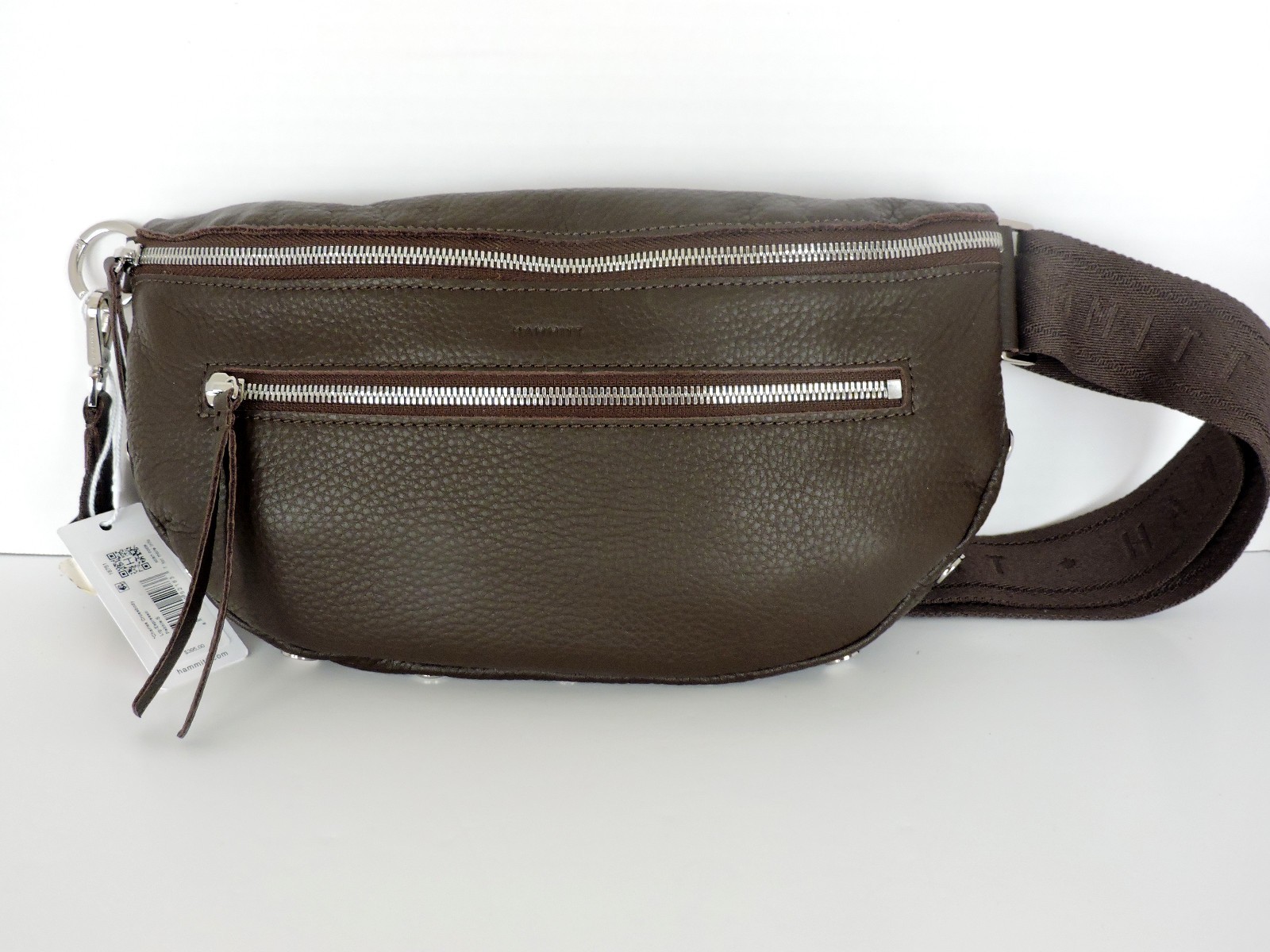 Hammitt Classic Charles Crossbody Belt Bag Espresso Brown Pebbled LeatherNWT