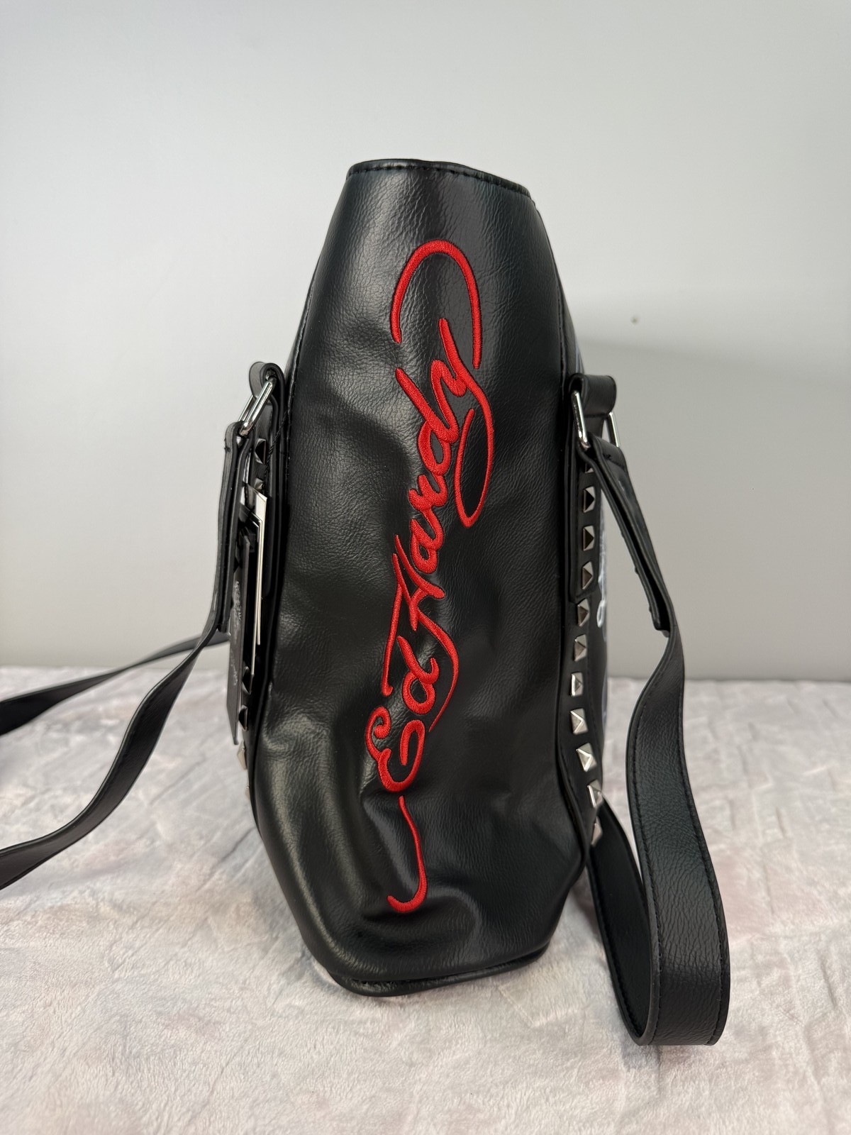 Ed Hardy Studded Tattoo Print Shoulder Bag