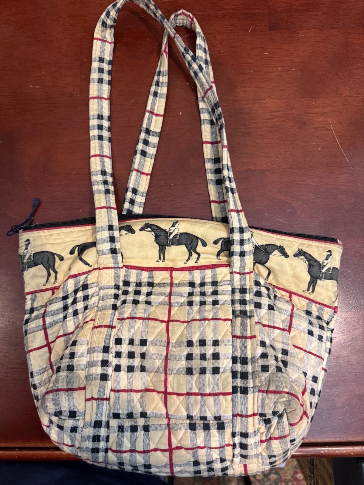 Handmade Plaid Fabricize Bag Boho Unique Fabric Horses Purse VTG