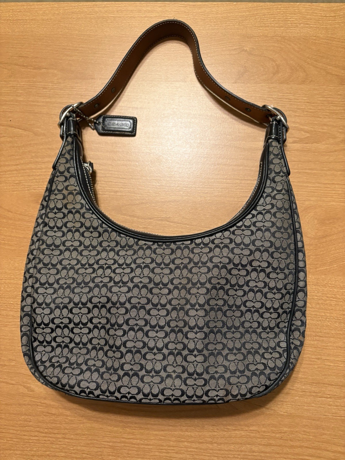 Vtg COACH Purse Black Mini Signature Soho Hobo 6351 Shoulder Bag Jacquard Y2K