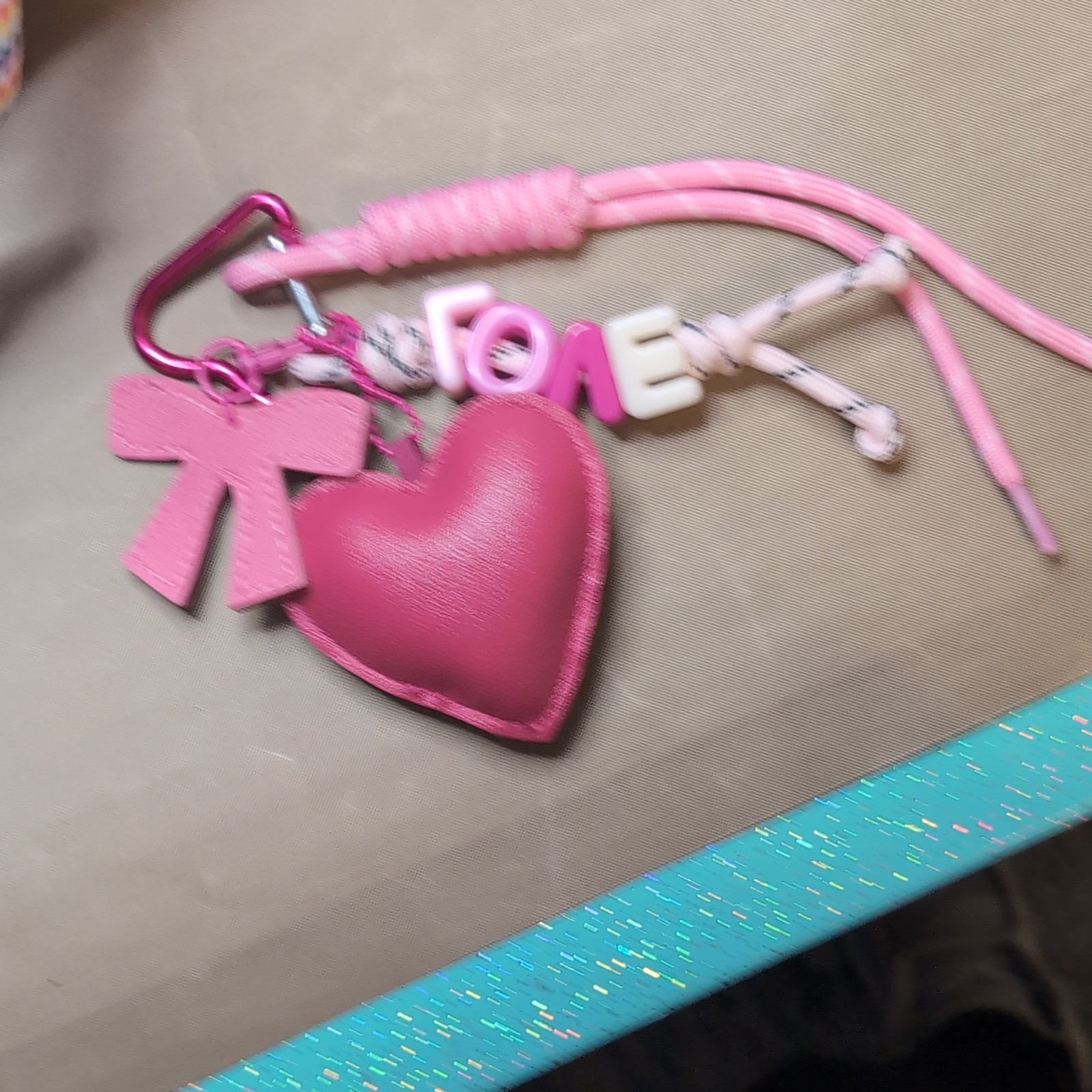 Women’s Small Pink/Blue Hearts Tote Bag, Rope Top Handle, Lined Pockets, Charm