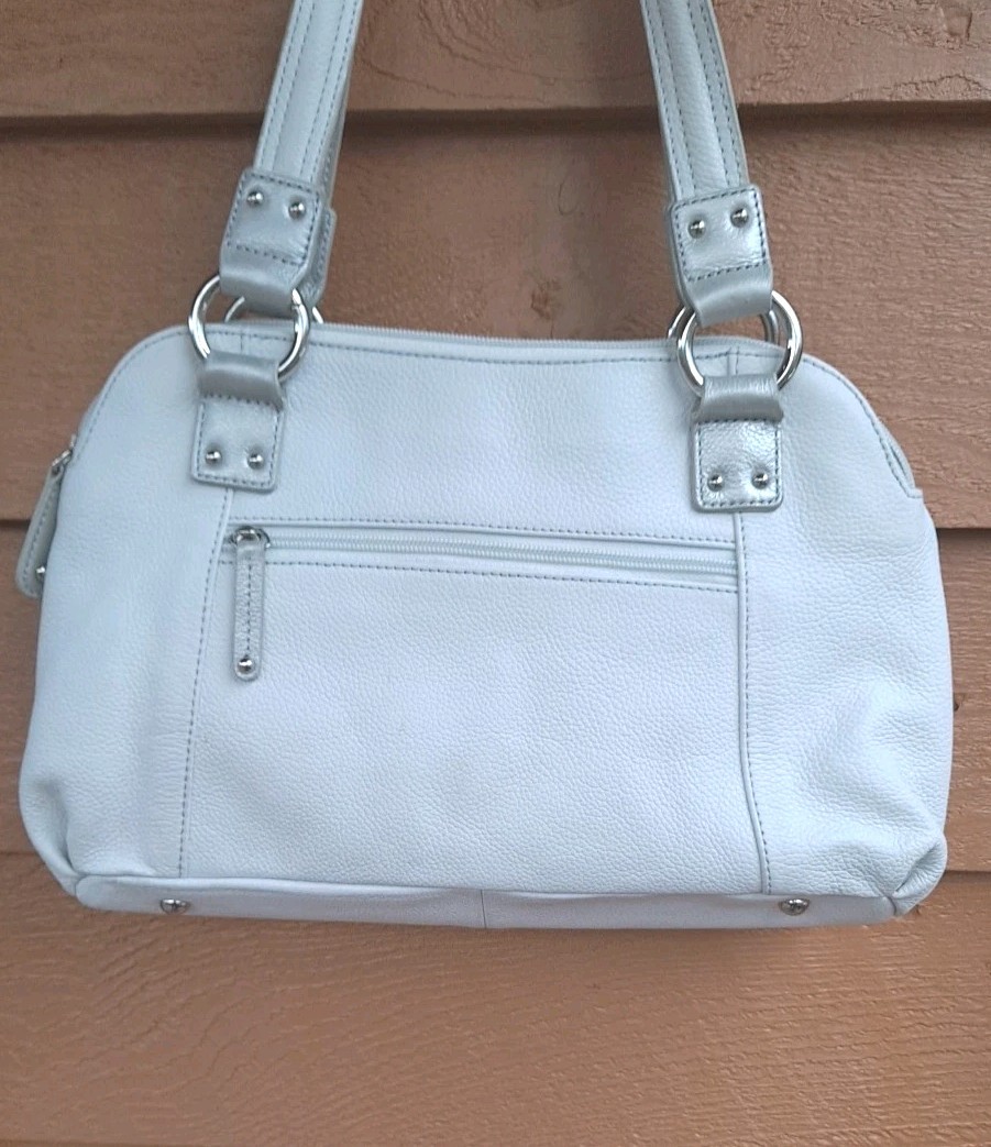 new White Pebble Grain Leather Large TIGNANELLO SHOULDERBAG w/Wallet Organizer