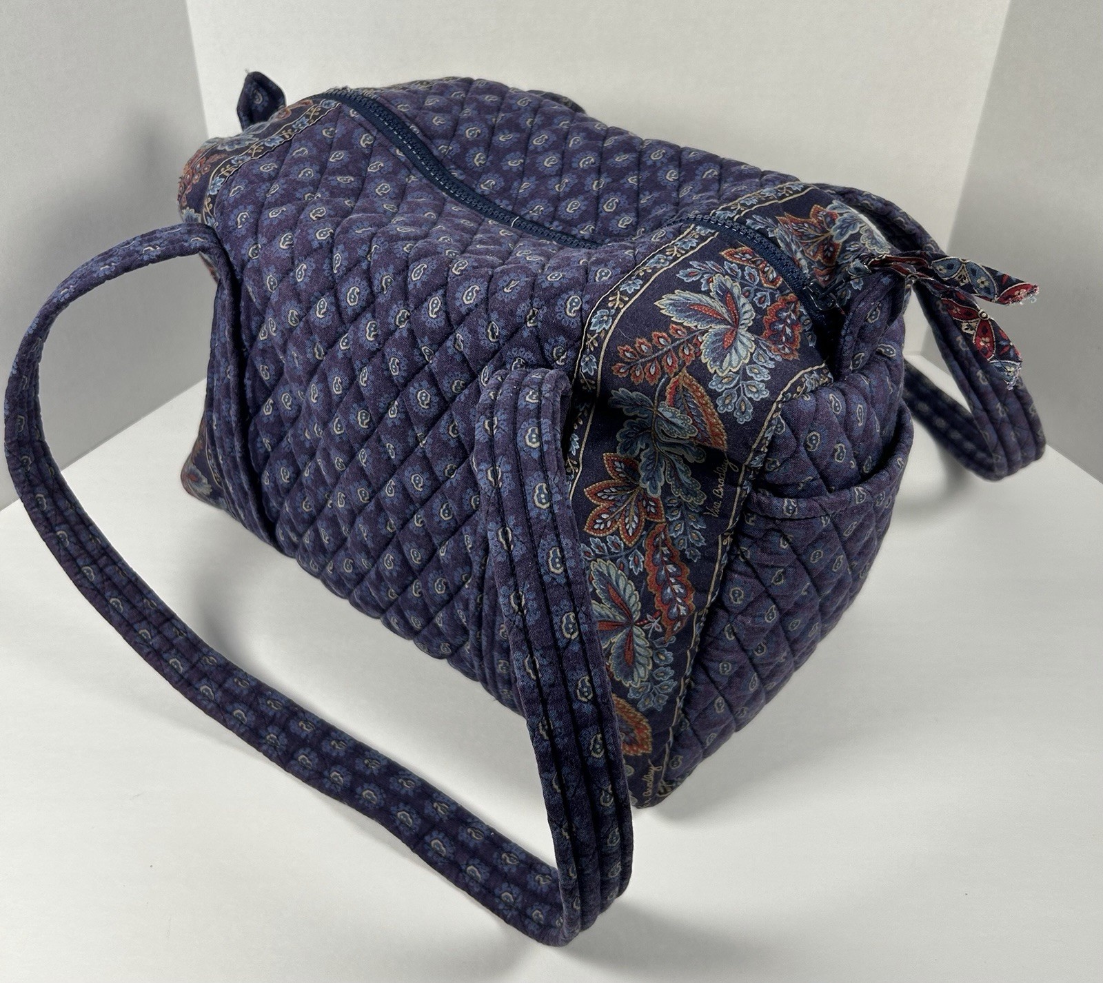 VTG Vera Bradley “Regency Blue Paisley” Duffel Bag 15″ 90’s