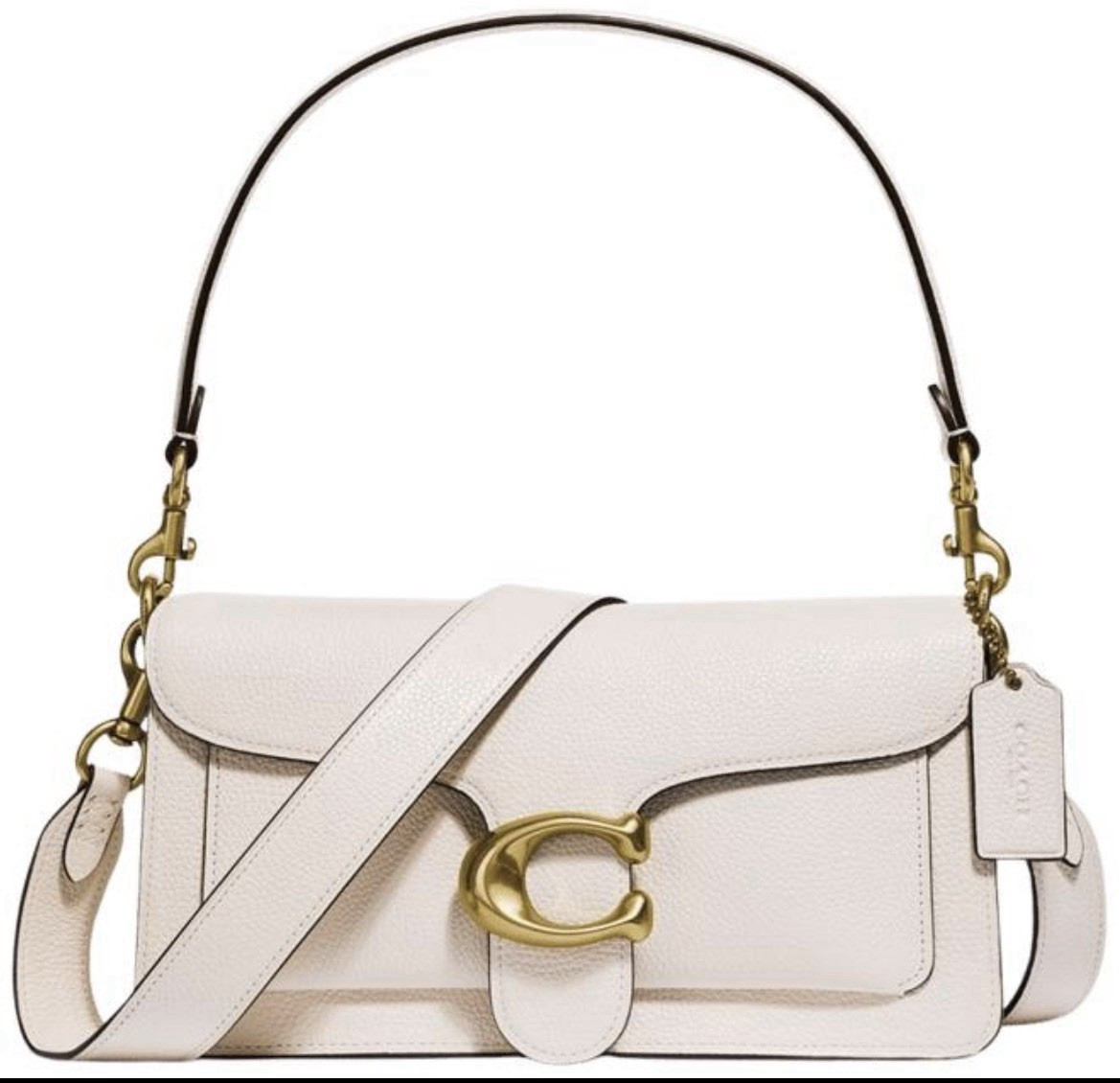 Coach Brass/Chalk Tabby Shoulder Bag w/ Gold Chain Strap 26