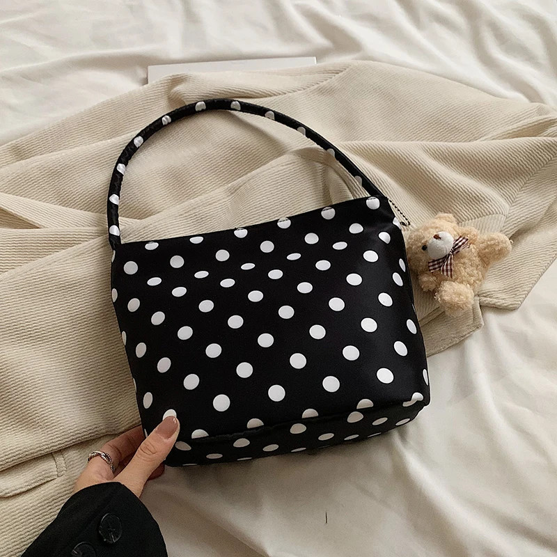 1pcs pure color polka dot shoulder bag fashion armpit bag bucket bag