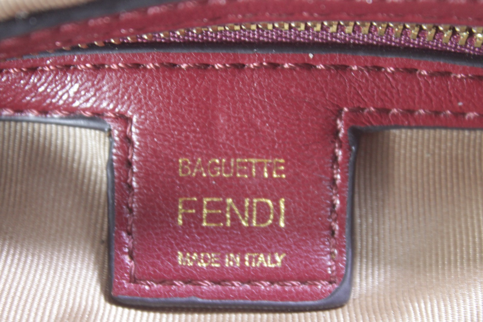 Fendi Baguette Large Red Zucca Embossed Leather Shoulder Bag