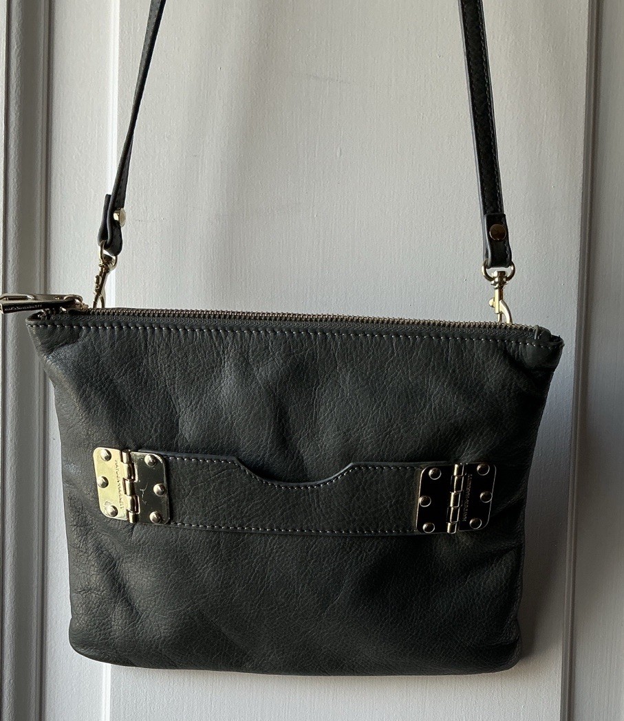 Hayden Harnett Gray/Grey Leather Crossbody