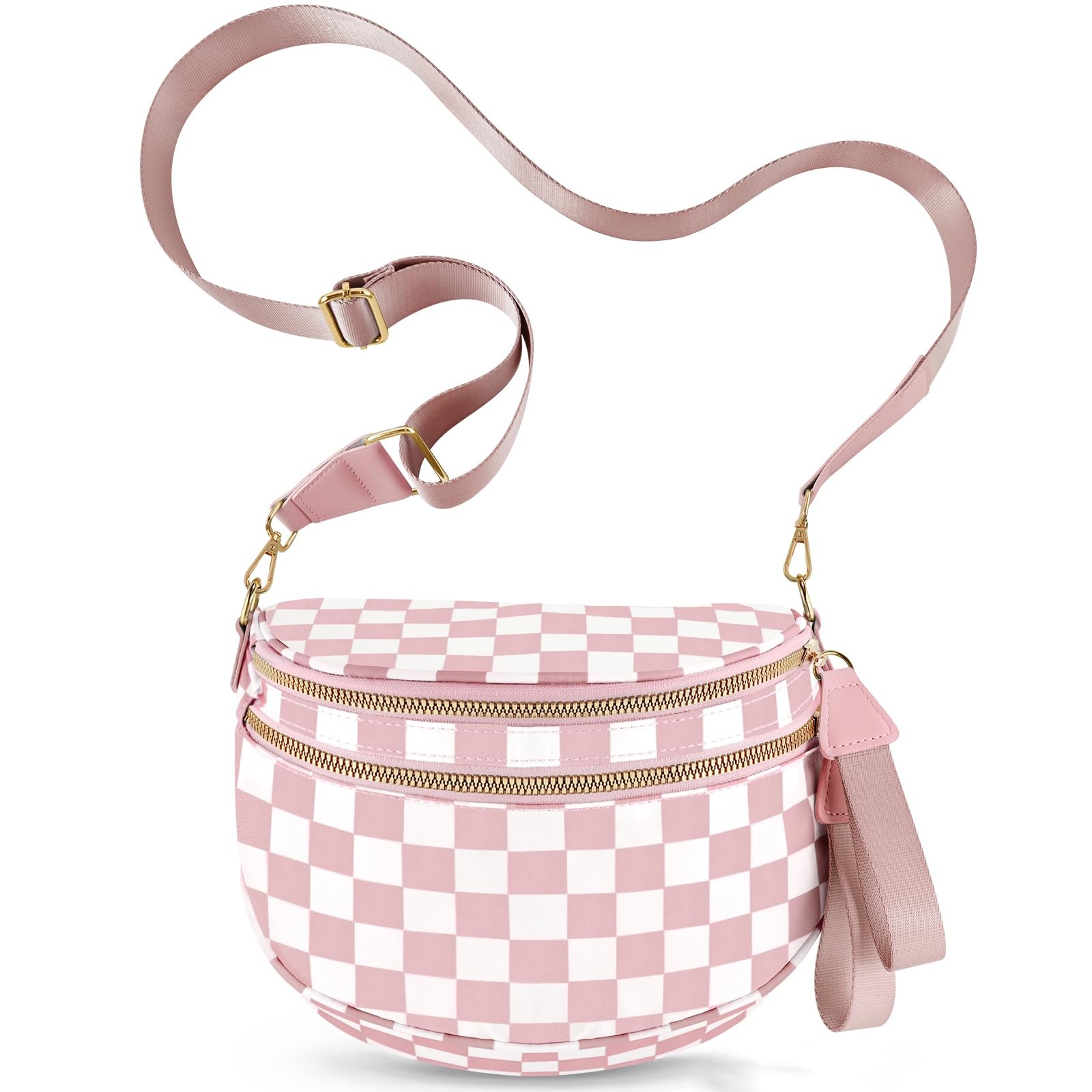Checkered Crossbody Bags for Women Large Nylon Bum Bags Plus Size Fanny Pack …