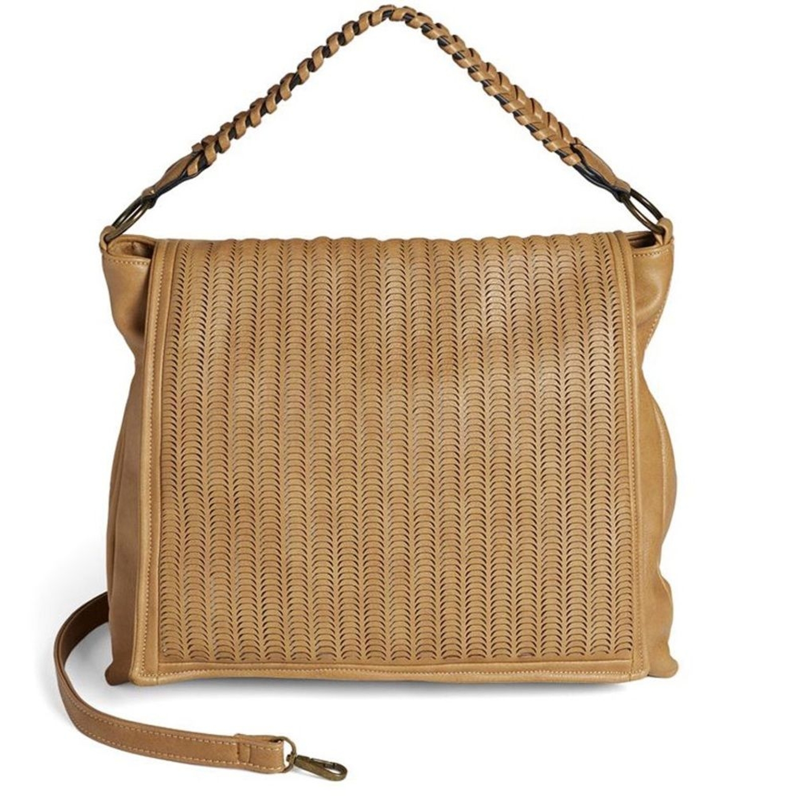 Coco + Carmen Giana Messenger Bag Shoulder Messenger Tan Vegan Faux Leather