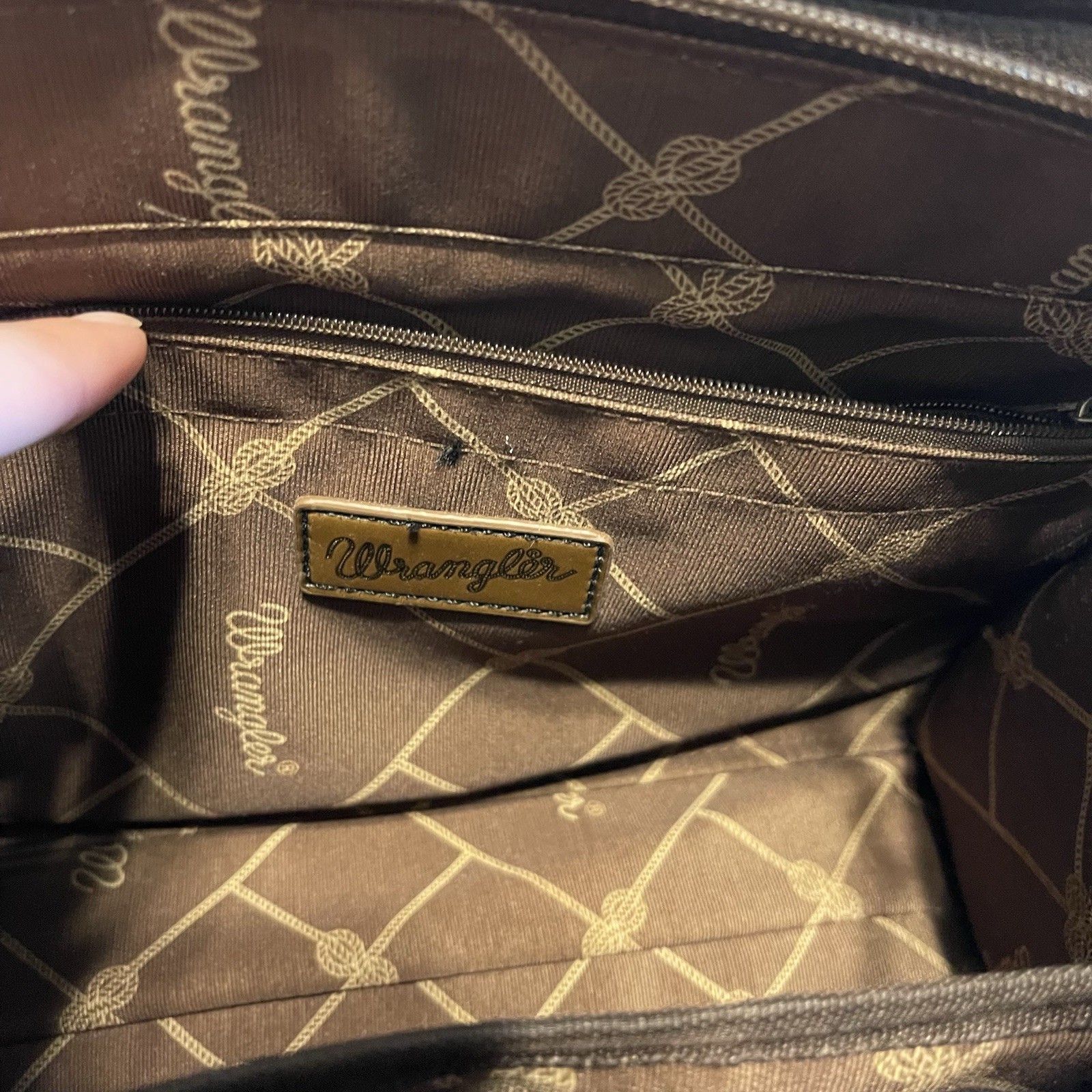 Wrangler Brown Western Satchel Top Handle Zip Bag w/ Detachable Strap Dust Bag