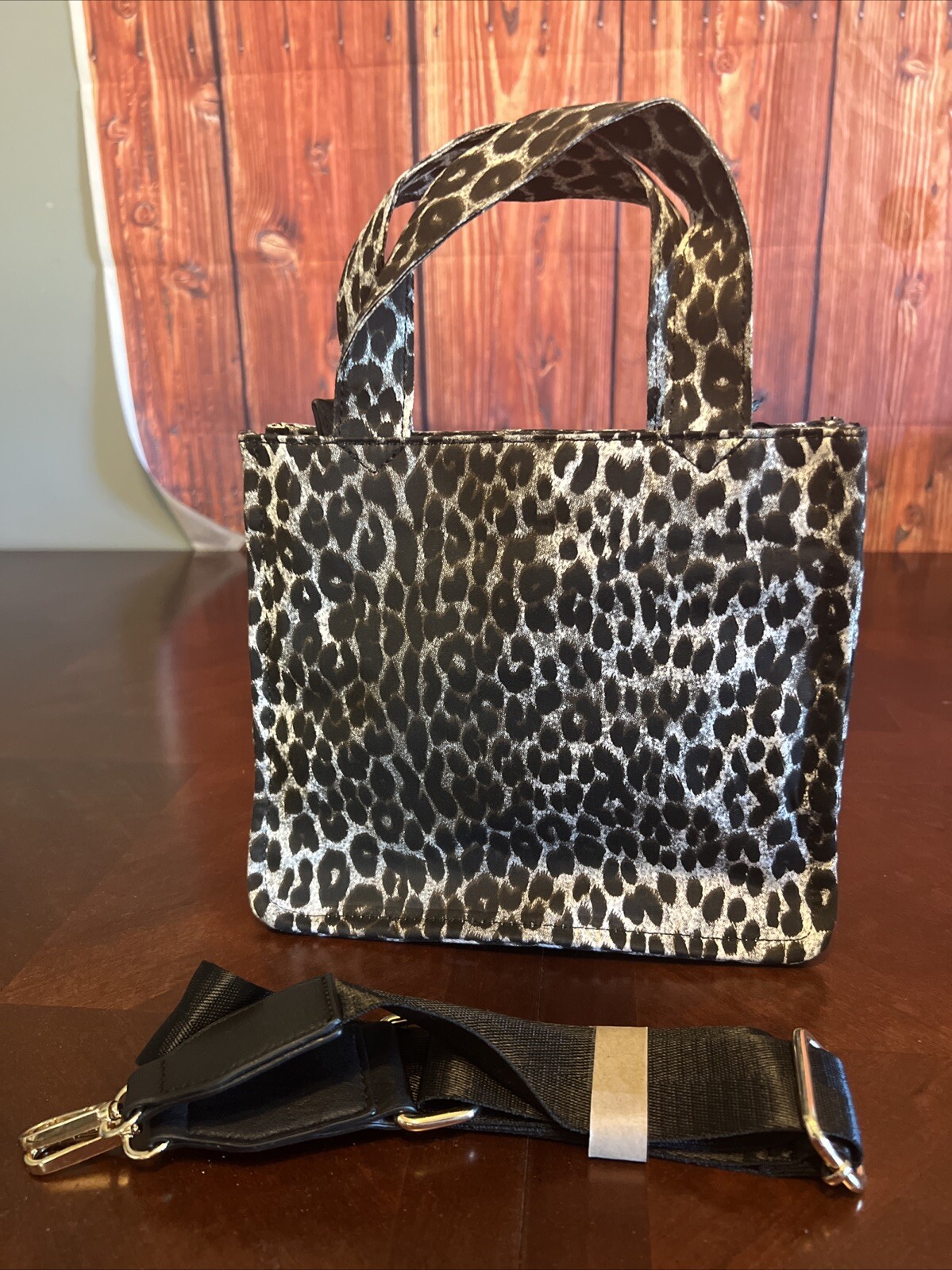 Coco + Carmen Leopard Print Tote Bag with Adjustable Strap Multi-Compartment
