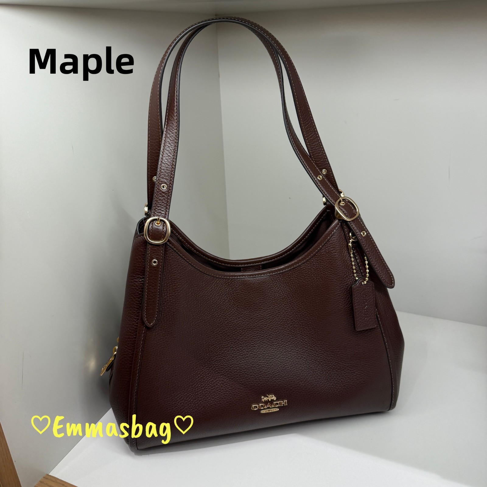 Coach Erin Shoulder Bag Refined pebble Leather CAQ86 Gold/Maple NWT