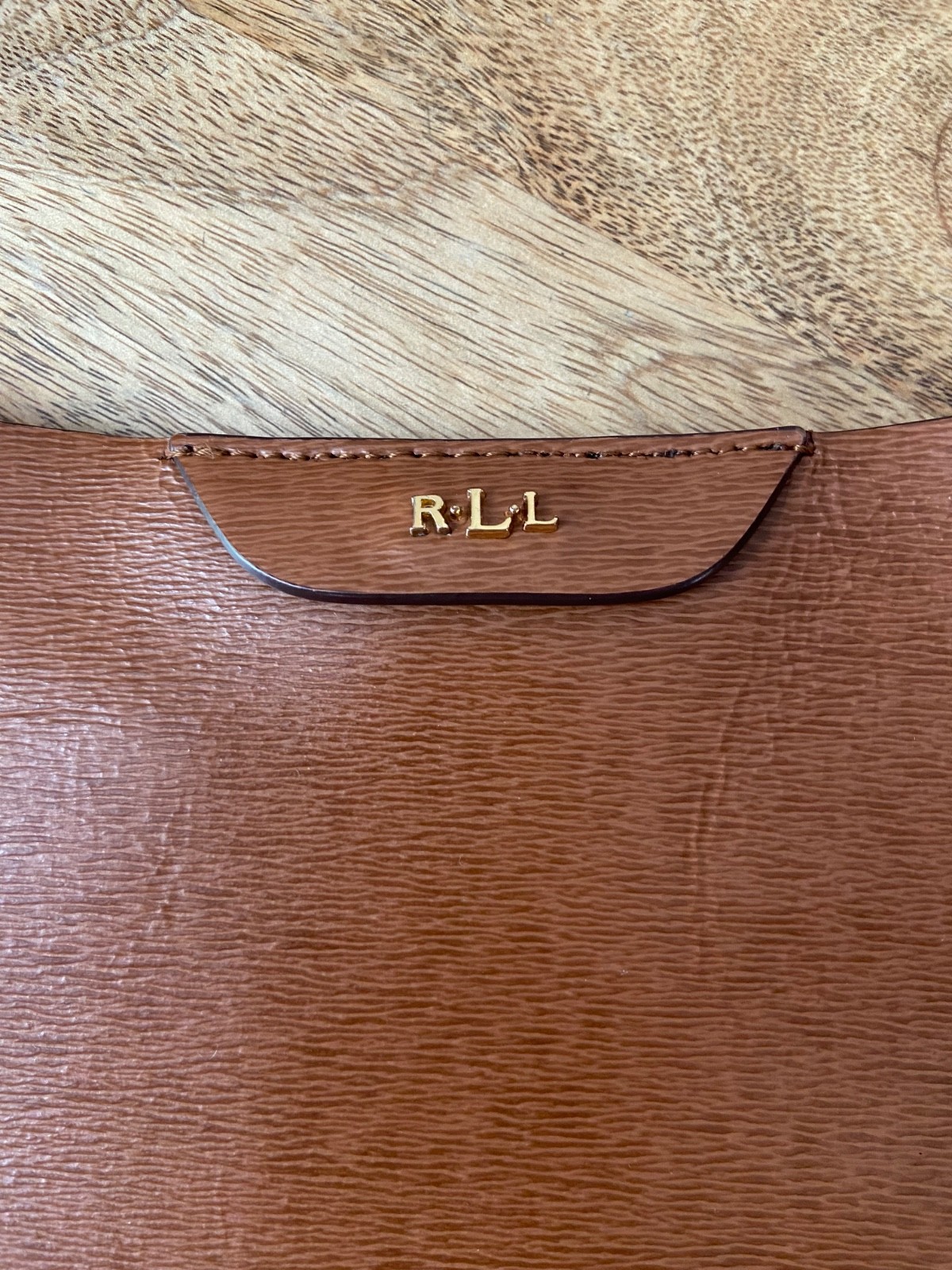 RLL Ralph Lauren Brown Leather Tote Bag Magnetic Closure. Casual. 13×11 Inches.