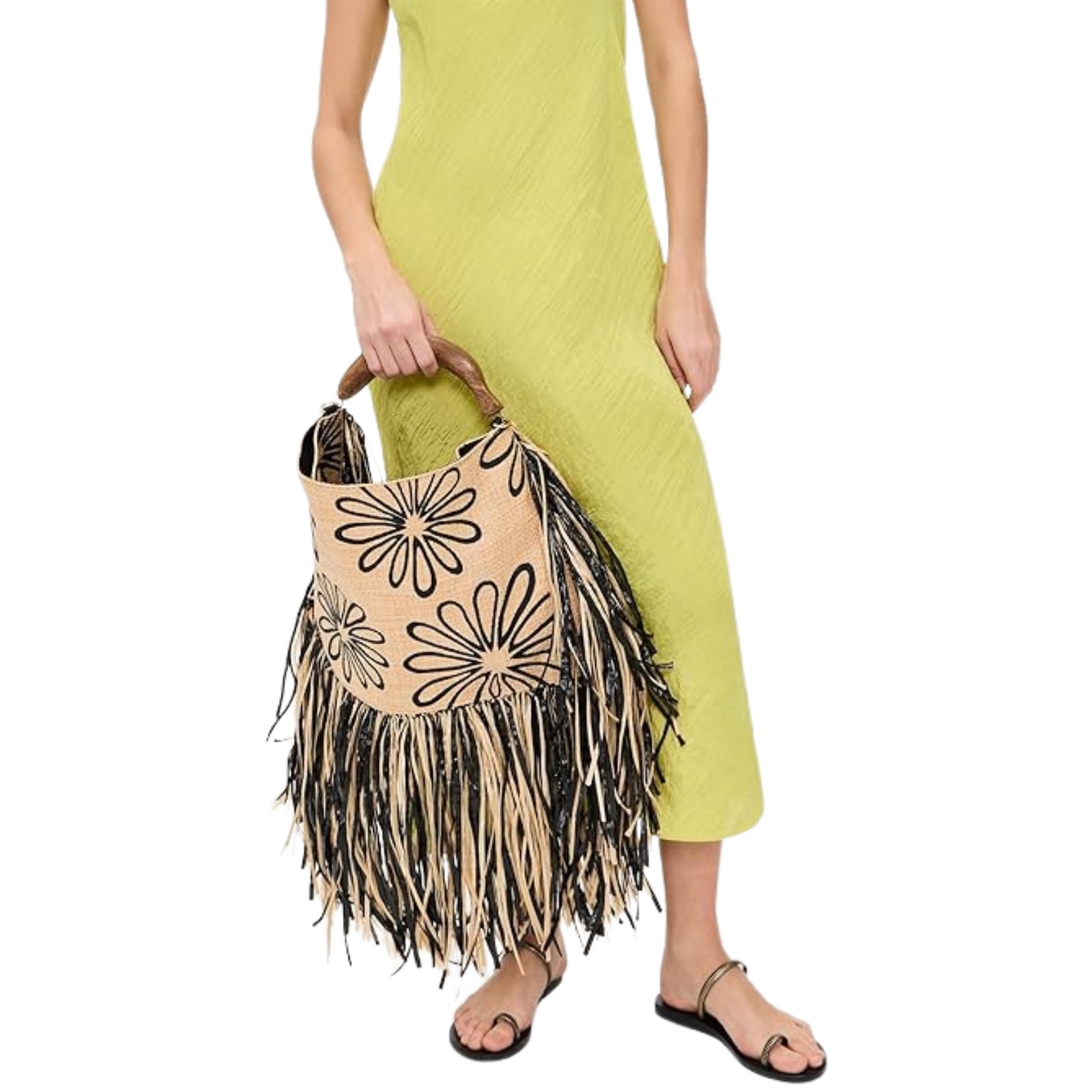 Farm Rio Fringed Raffia Mini Bag Melange One Size