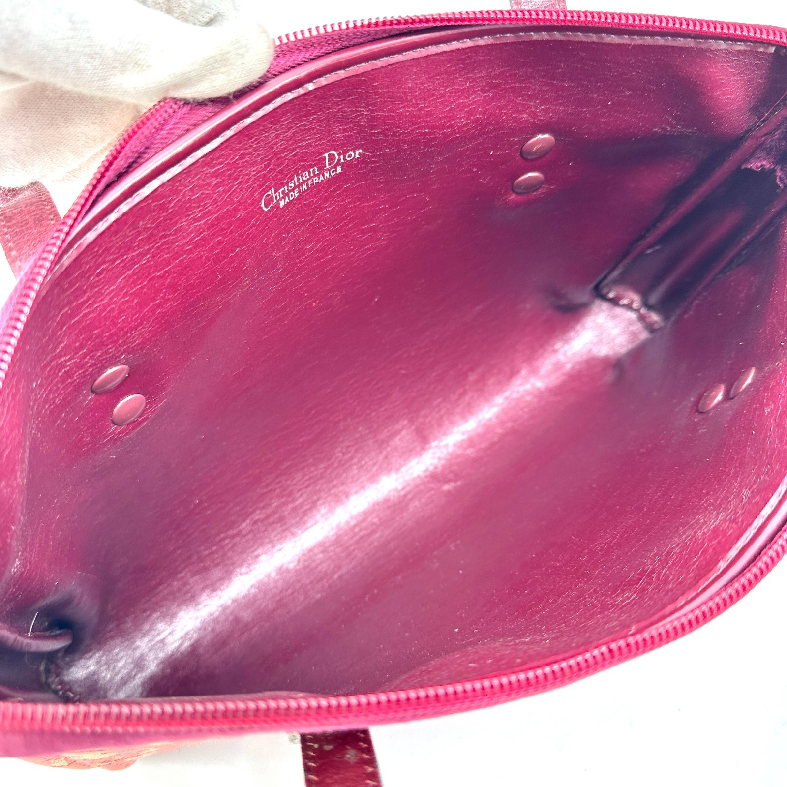 Christian Dior Vintage Trotter Handbag Bordeaux Red