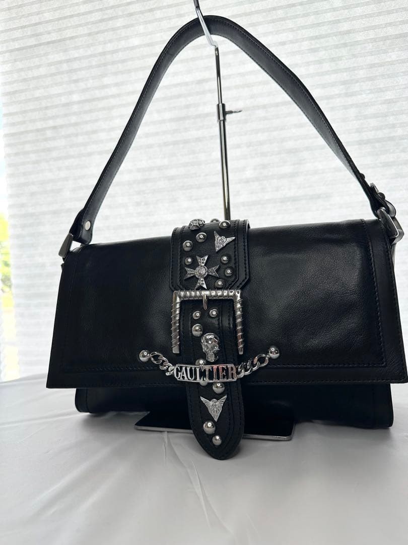 Jean Paul Gaultier Vintage Shoulder Bag Leather Black Skull Womens from Japan