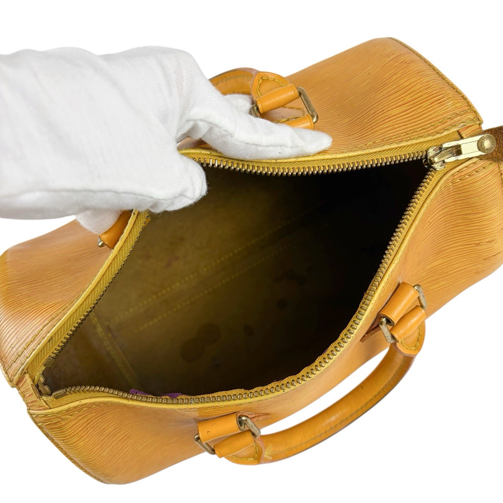 Louis Vuitton Speedy Satchel 25 Tassili Yellow Epi Leather Used Authentic
