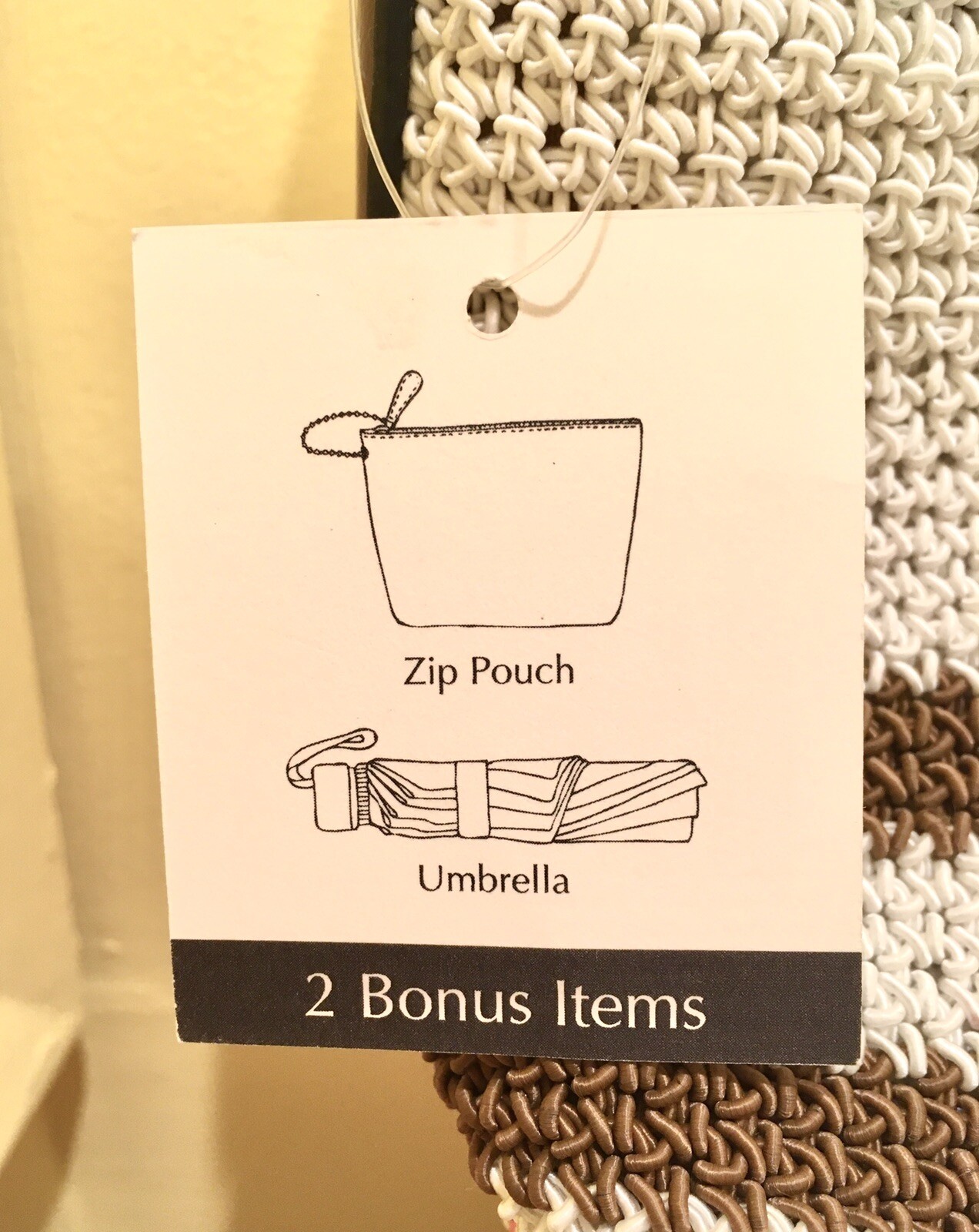 Brand New Basic Editions Straw Pocketbook Includes Umbrella and Zip Pouch