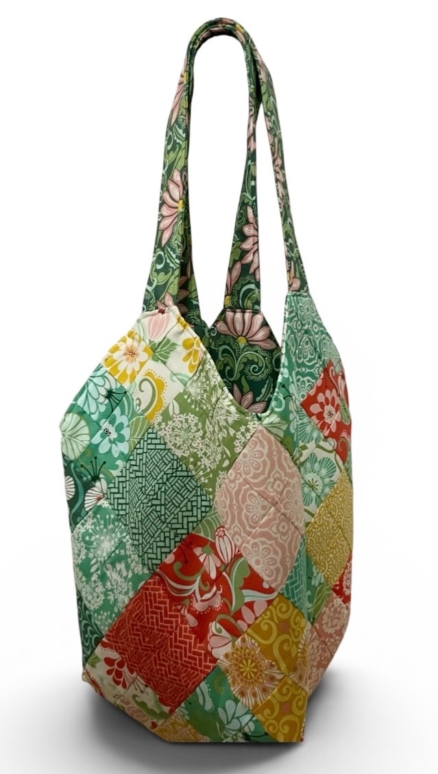 Handmade Quilted Mondo Bag 5×5 Patchwork Open Tote Bag
