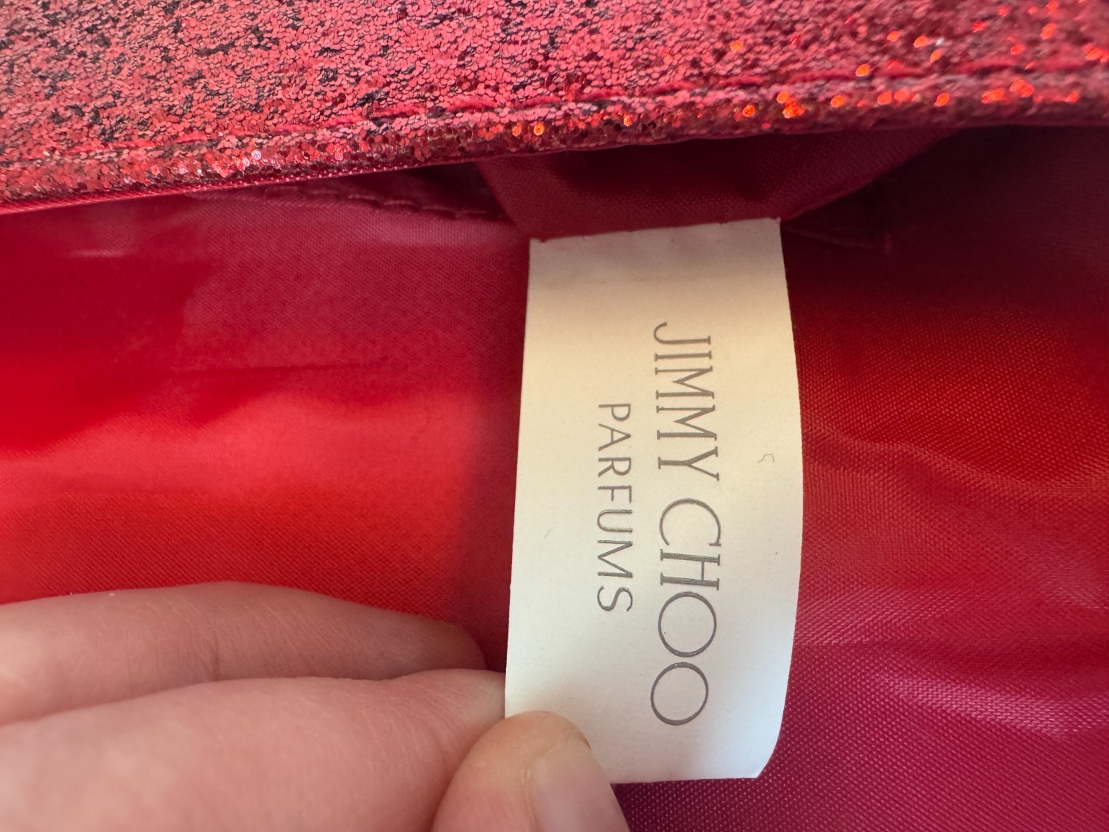 Jimmy Choo Parfums Luxury Glitter Clutch Crossbody Evening Bag Purse