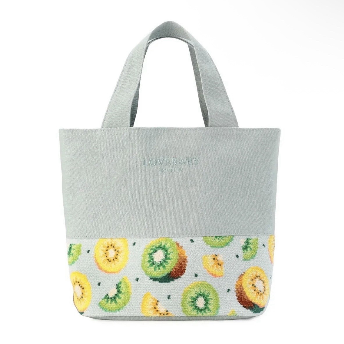 FEILER LOVERARY Kiwi Dot Tote Bag Handbag Light Gray Fruit Pattern Japan