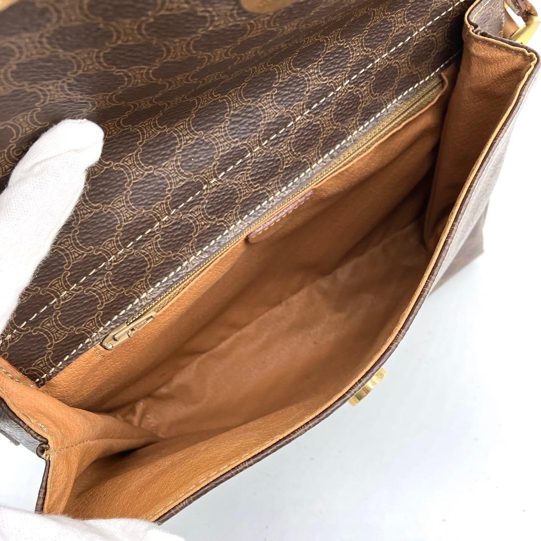 [CELINE] Shoulder Bag Macadam Print Gold Hardware Dark Brown Used Authentic