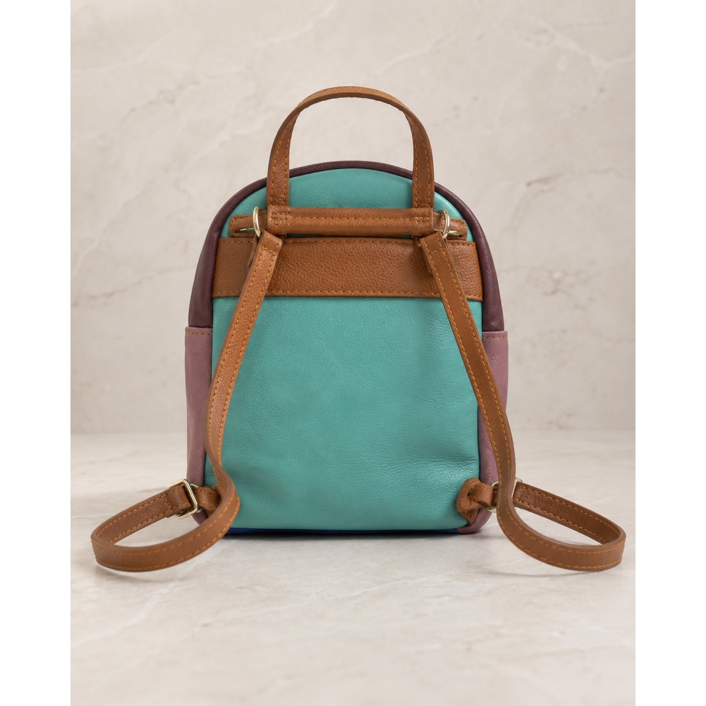 Multicolor Genuine Leather Mini Backpack Crossbody Bag Fleur-de-Lis
