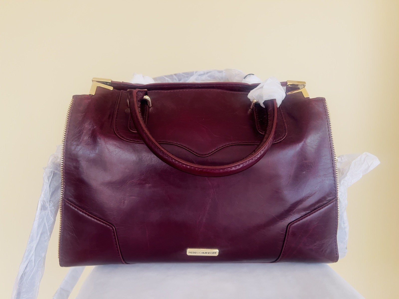 Rebecca Minkoff Amourous Tote Burgundy Italian Leather Satchel Handbag NWT