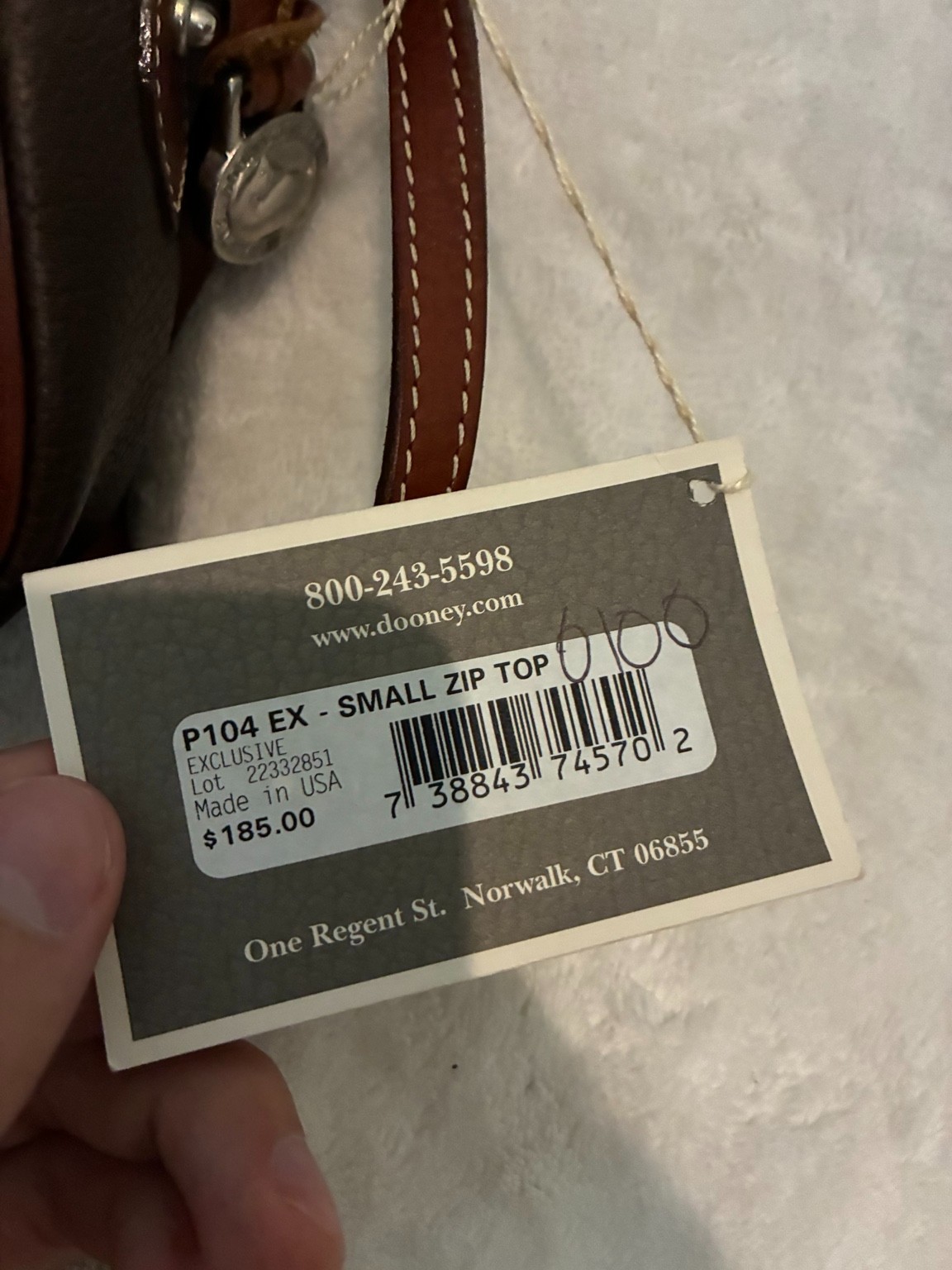 Vintage Dooney & Bourke AWL Small Zip Top Crossbody Brown USA NWT P104 EX