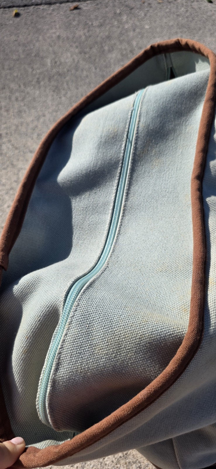 Restoration Hardware Large Zippered Tote Off Sage Brown Leather Handle Tote Bag