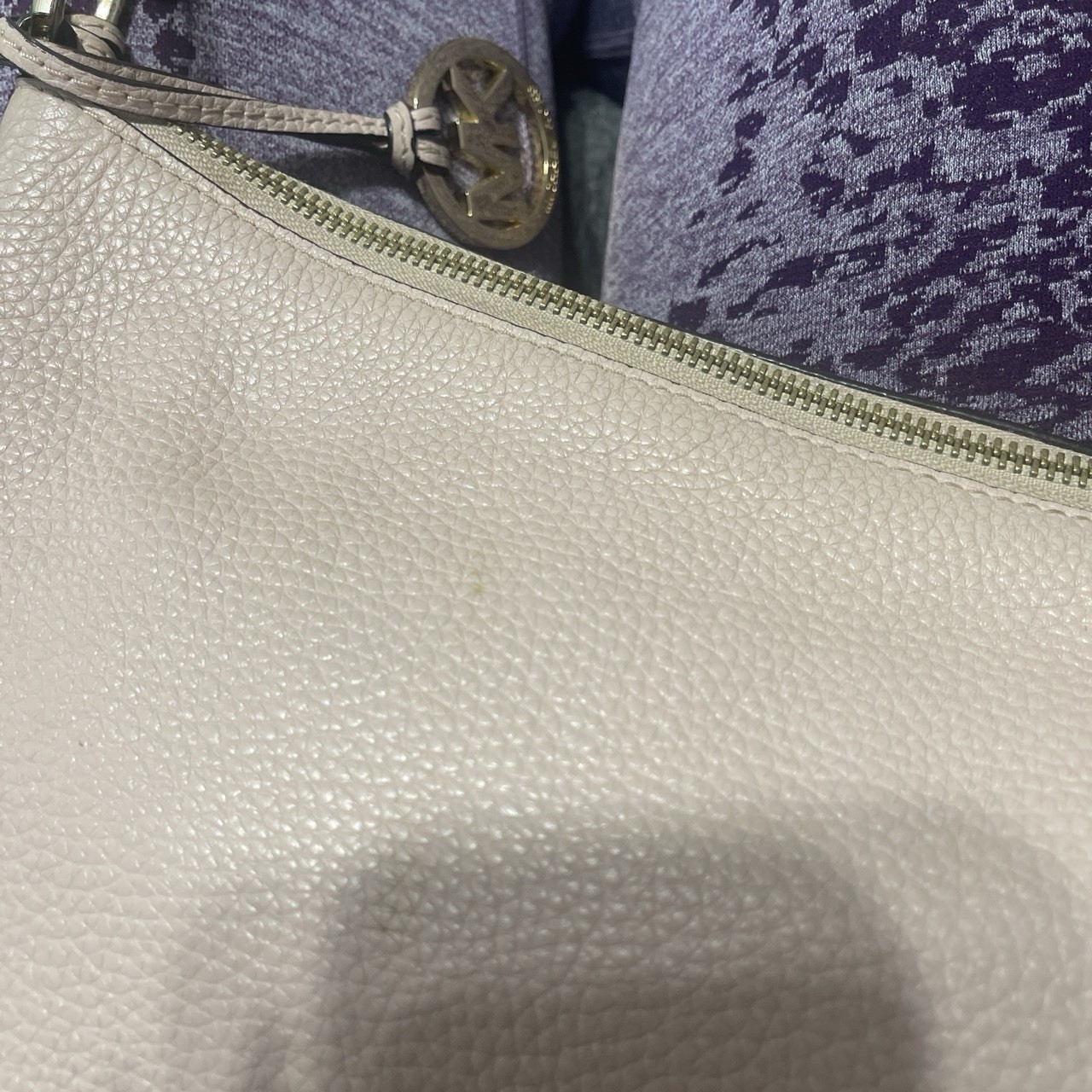 Michael Kors Pink Pebbled Small Shoulder Bag Gold Hardware Zip