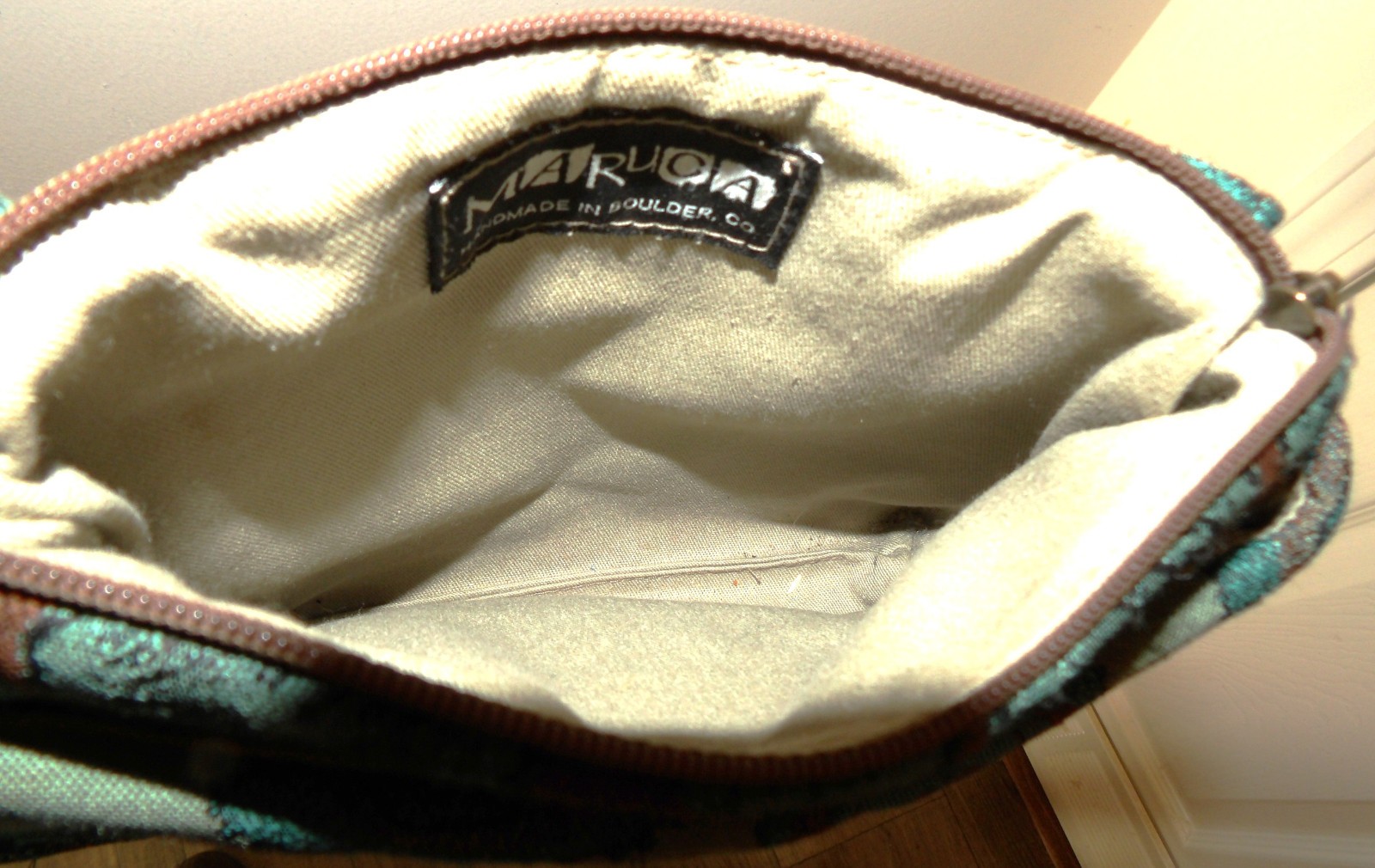 Cute Turquoise/Brown MARUCA Fabric Handbag