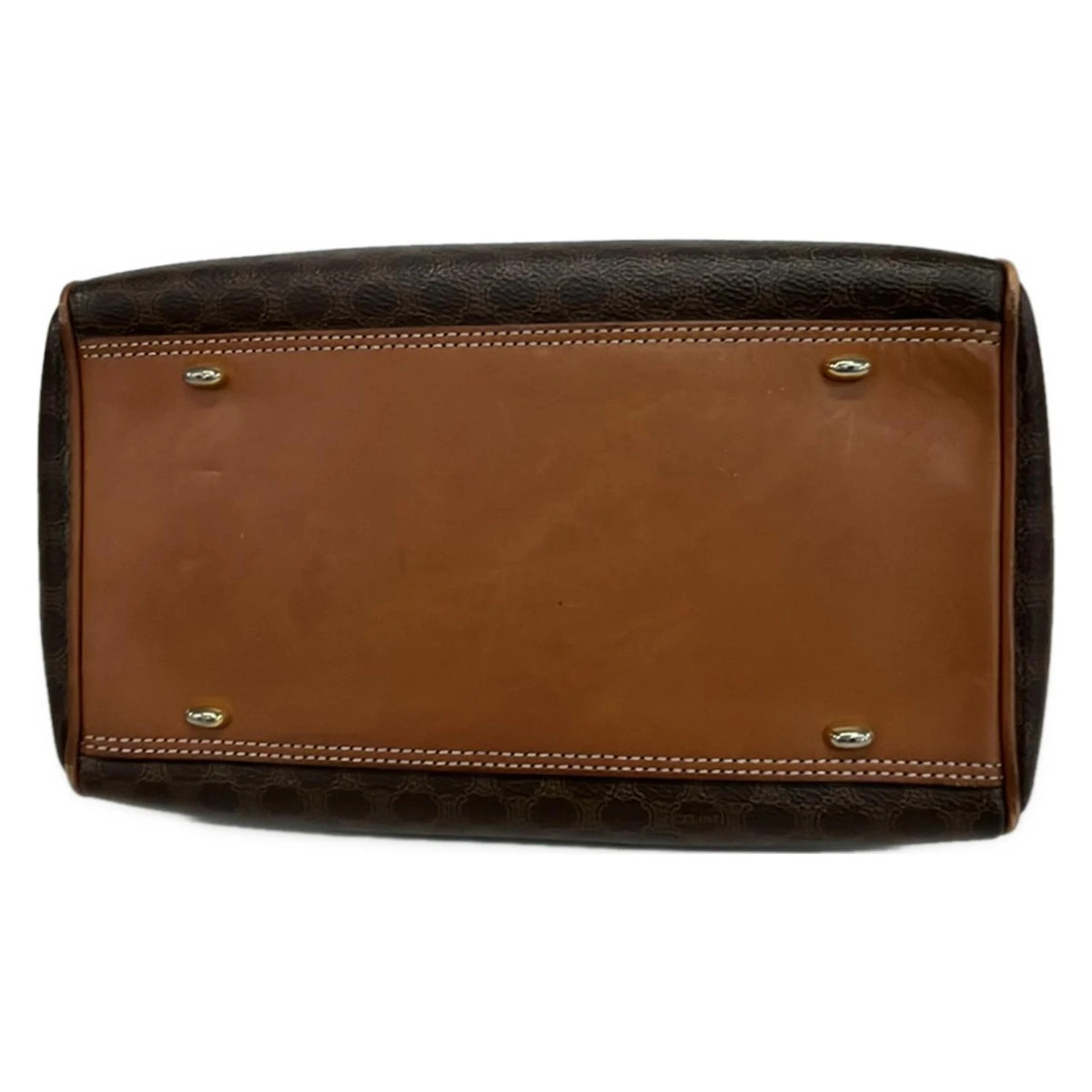 CELINE Macadam Brown Dark Brown PVC Leather Handbag