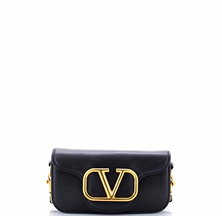 Valentino Garavani Black Shoulder Bag Gold V Logo Chain Strap Dust Bag Card