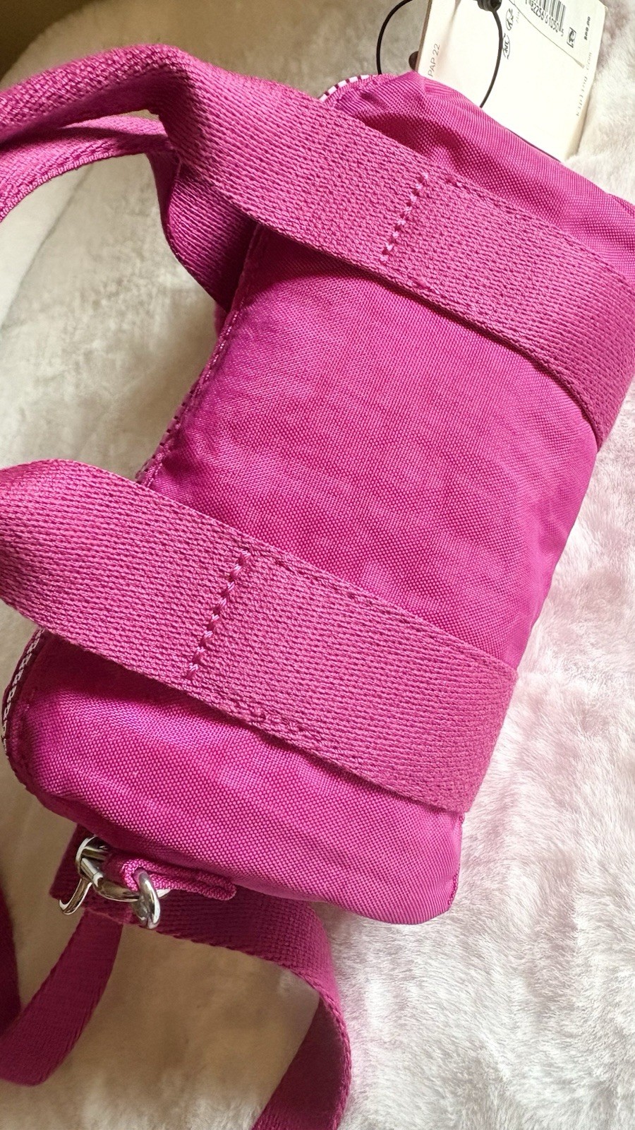 Genuine Kipling Bina Mini Small Duffle FUCHSIA Crossbody Terra w Keychain
