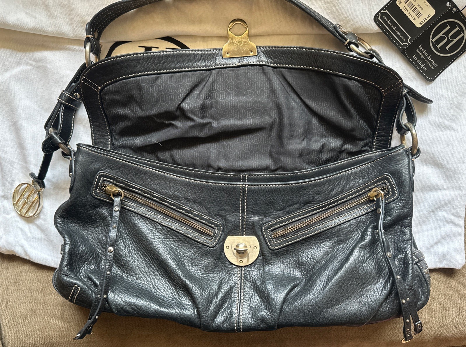 Hayden Harnett Handbag Black Early 2000’s Style #LORCAF07, Dust bag & Handtag.