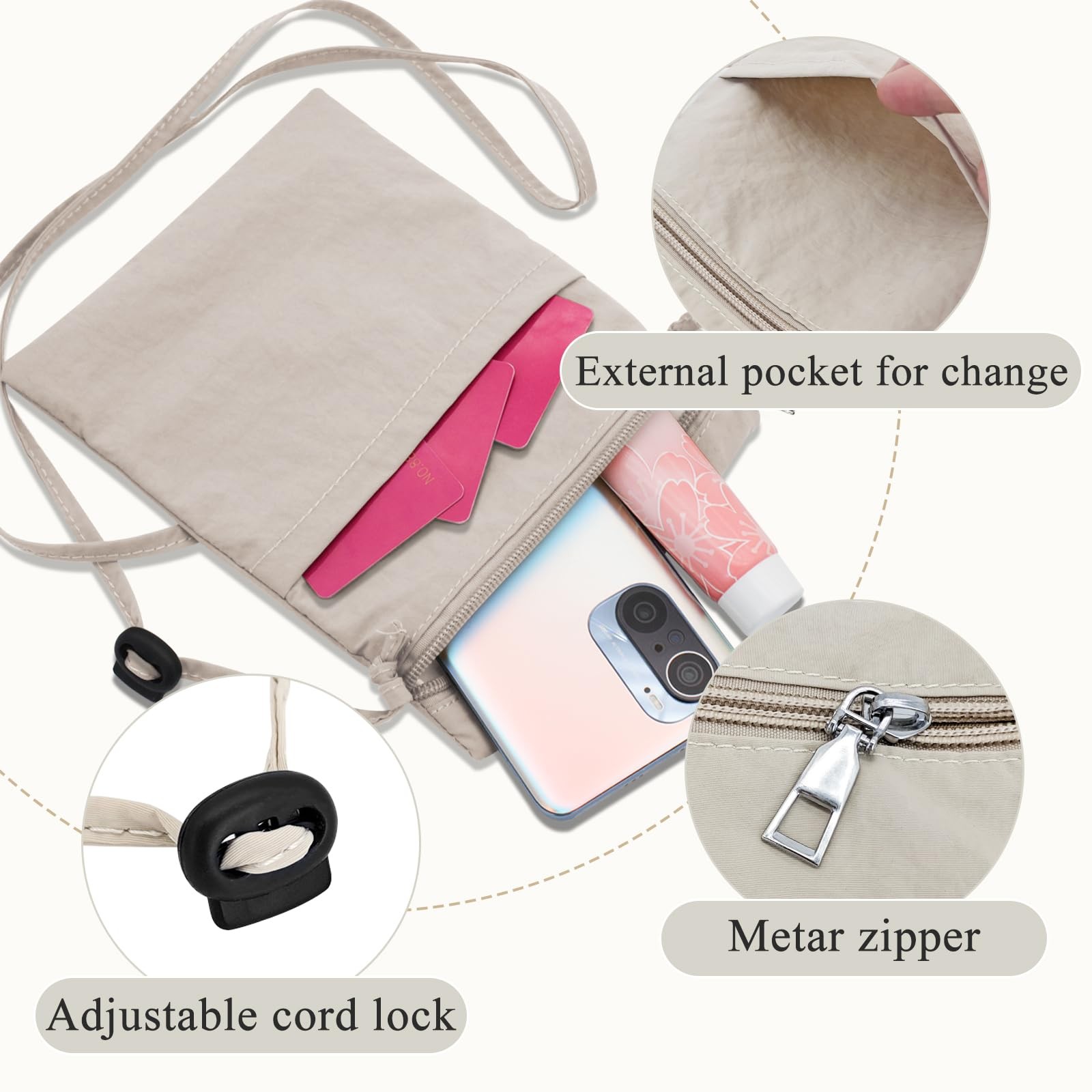 WisePoint Ultralight Cell Phone Purse, 18 * 13.5 cm/7.09*5.32 inches, Black