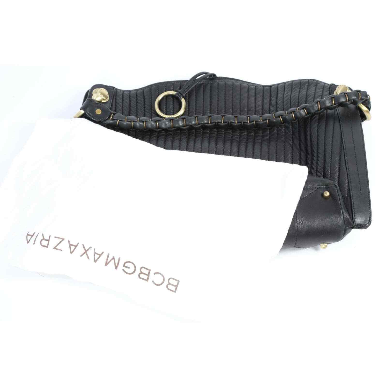BCBGMaxAzria Black Vertical Quilted Leather Tote Handbag Classic Women Fashion
