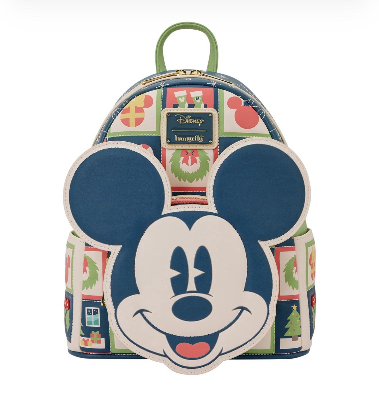 Loungefly Disney Mickey Mouse Christmas Holiday Mini Backpack Multicolor Zip