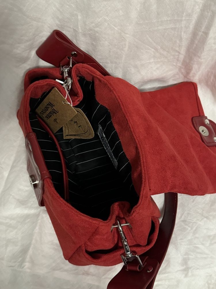Vivienne Westwood Hazel Treasure Handbag Suede Leather Burgundy F/S JP [DDP]