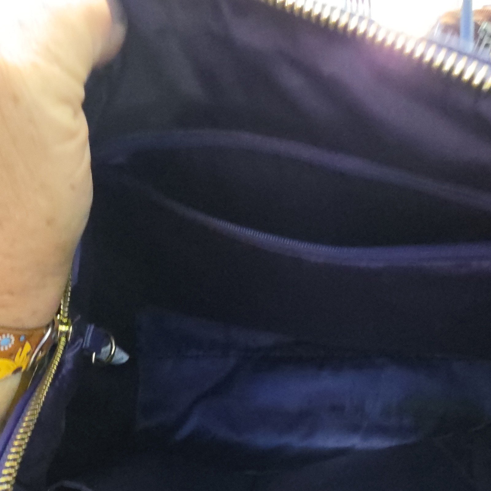 JOY & IMAN Purple Satchel Top Handle Bag, Zip Top, Gold Hardware, Pouch