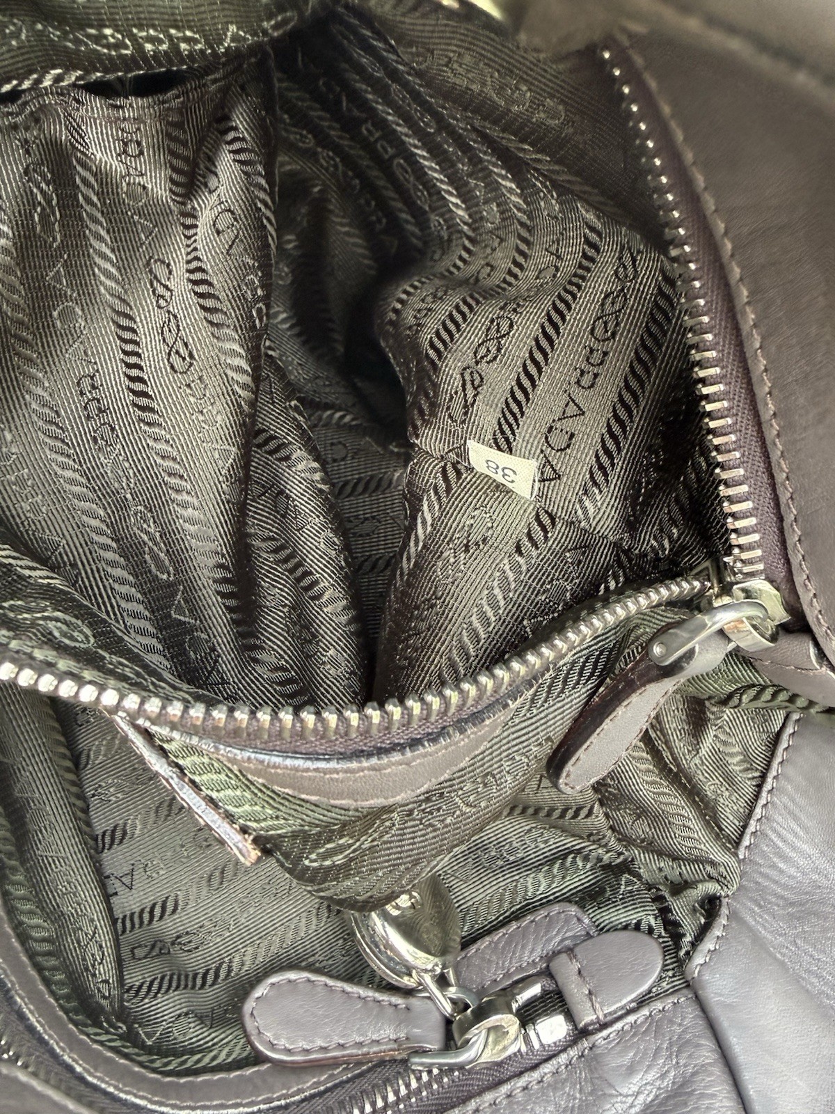 Prada Grey Pleated Leather Tote