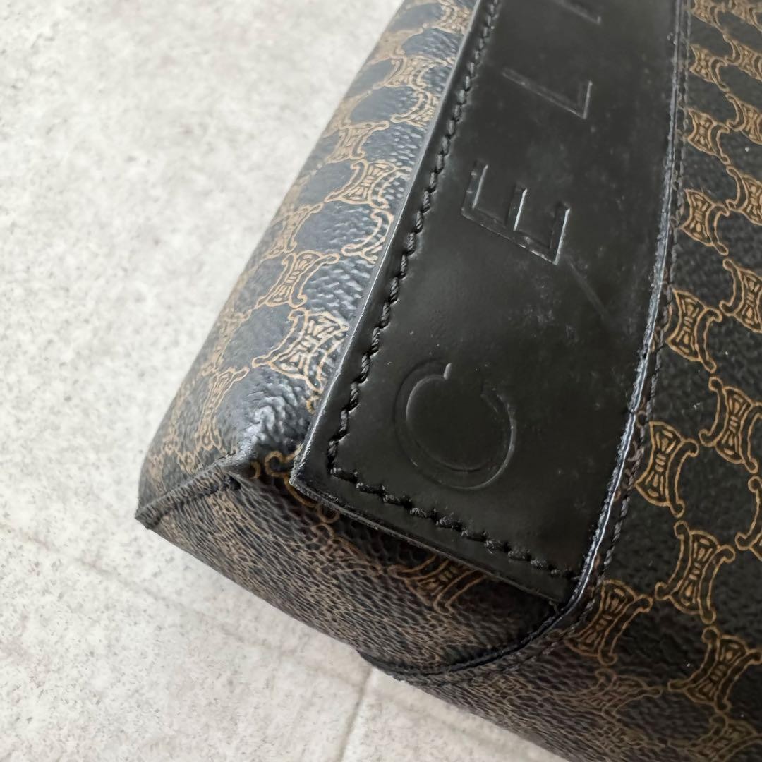 CELINE Pre-Owned Black Macadam Handbag Dark Brown All Over Pattern Pvc