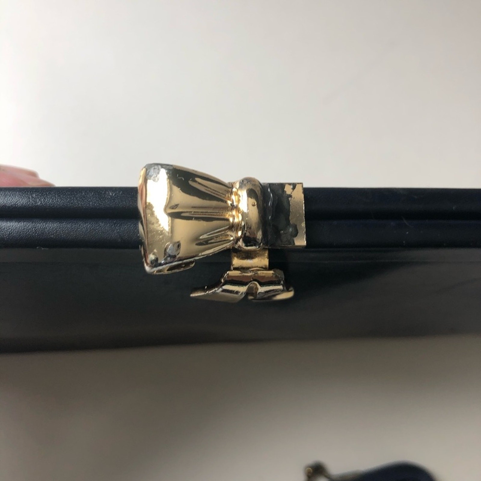 Leather Clutch Bow Detail and Coin Purse Set Navy Vintage 2 Piece Set