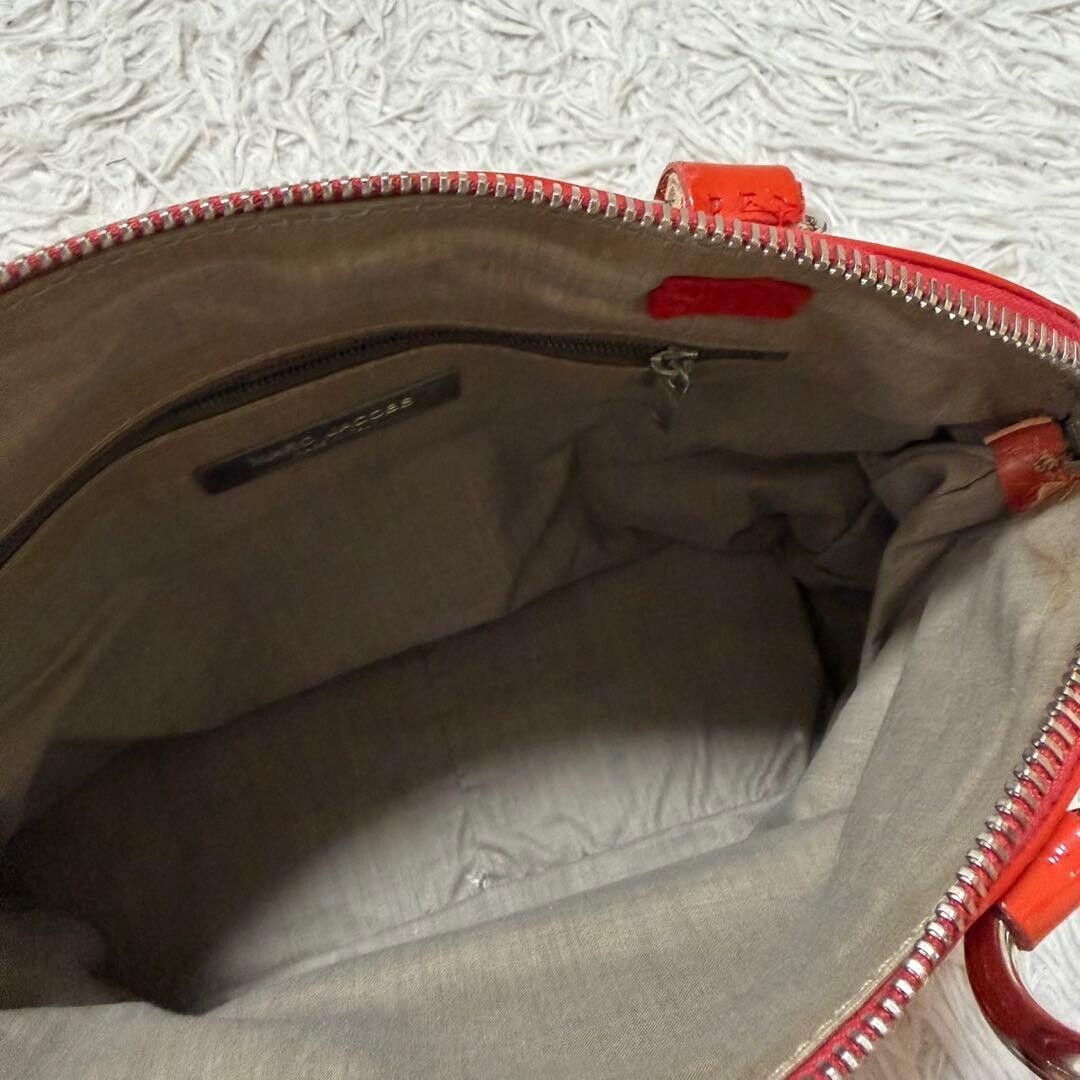 Marc Jacobs Orange Patent Leather Handbag Silver Zip 31cm x 21cm x 11cm