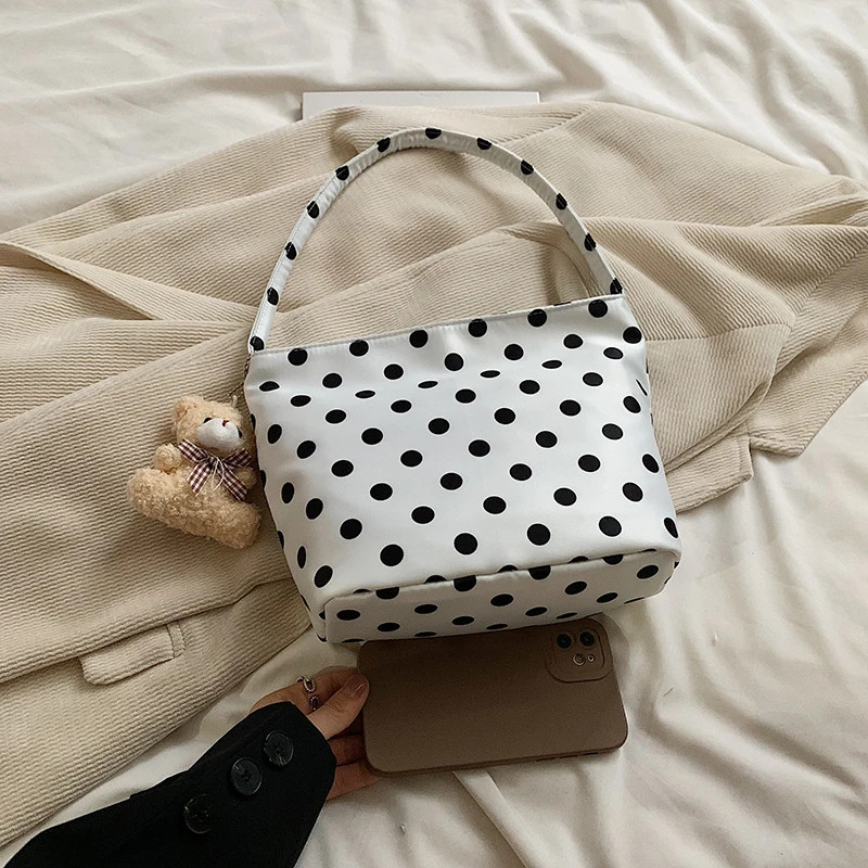 1pcs pure color polka dot shoulder bag fashion armpit bag bucket bag