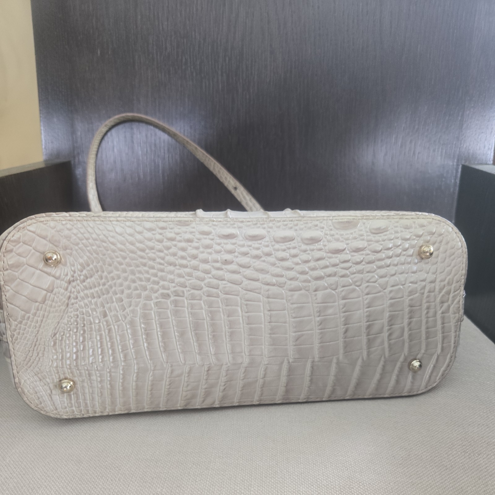 Brahmin Medium Asher Tote Gravel Melbourne Beige Croc Embossed Leather