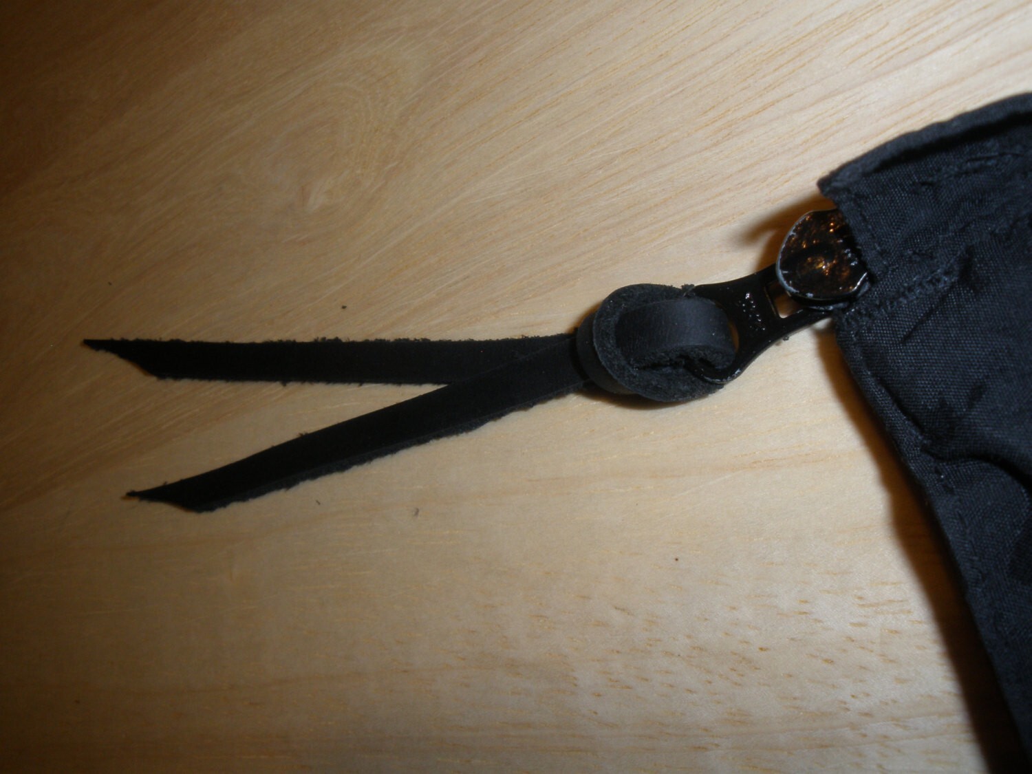 BLACK LEATHER ZIPPER PULL TAB, 1/4″ X 12″, FOR JACKETS, PURSES, BOOTS, BACKPACKS